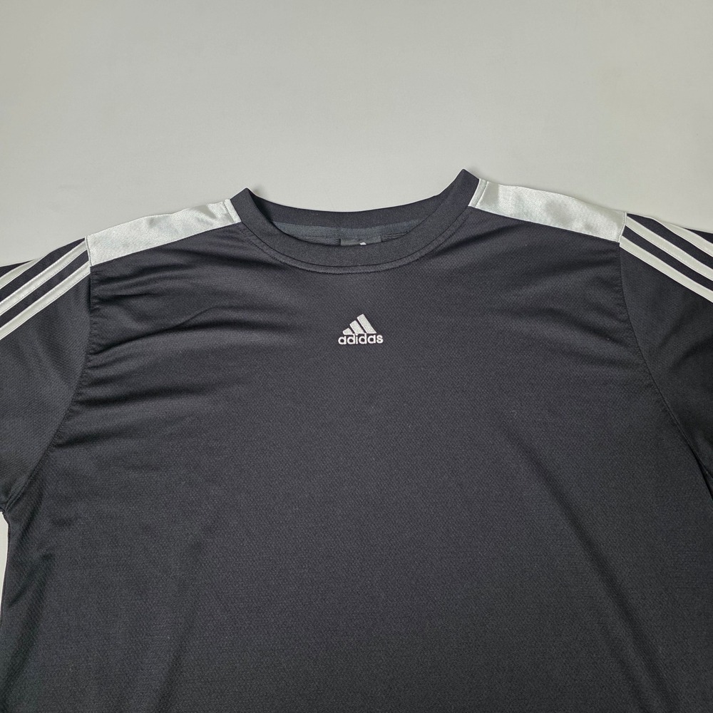 Adidas T-Shirt Men Large Black Active 360 Short Sleeve AZB004 Stripe Athletic - Picture 5 of 13